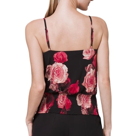 NWT WHBM Floral Red Black Jersey Knit Camisole Button Detail Size M - Picture 2 of 16